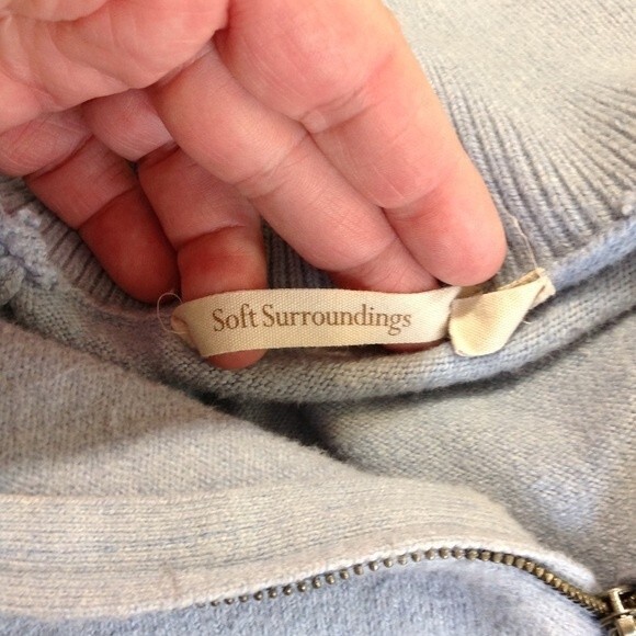 SOFT SURROUNDINGS Small Kalie Sweater Tunic Wool Cotton Light Blue Tulip Hem - Picture 6 of 8